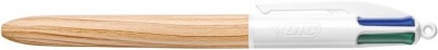 Guľôčkové pero, 0,32 mm, stláčací mechanizmus, 4 farby, BIC "4 Colours Wood Effect"