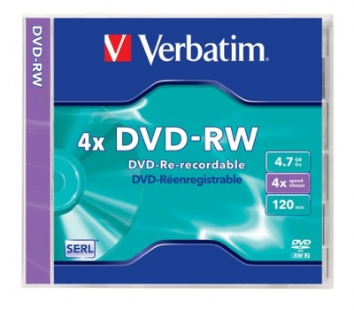 DVD+RW disk, prepisovateľný, 4,7GB, 4x, 1 ks, klasický obal, VERBATIM