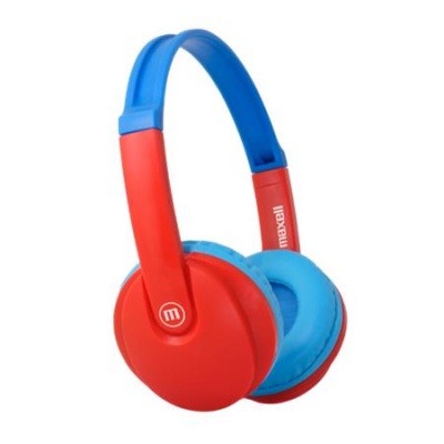 Náhlavné slúchadlá, detský rozmer, bezdrôtové, Bluetooth, s mikrofónom, MAXELL "HP-BT350", modrá-červená