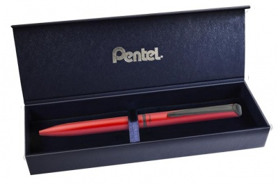 Roller, 0,35 mm, otočné, telo pera: matná červená, PENTEL "EnerGel BL-2507" modrá