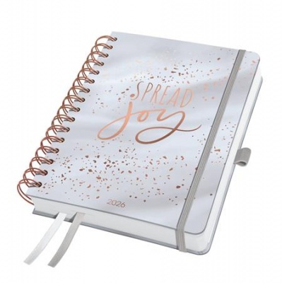 Diár, špirálový, A5, týždenný, 2026, tvrdá obálka, SIGEL "Jolie", Glittery Joy