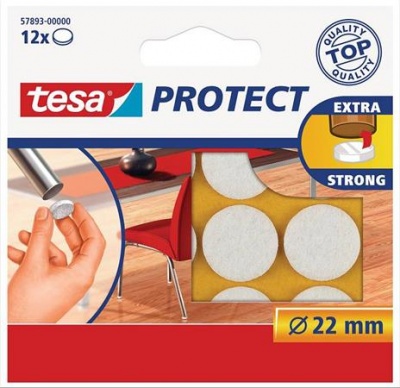 Ochranné podložky, proti poškriabaniu, 22 mm, TESA "Protect", biela