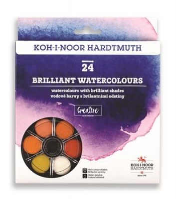 Anilínové vodové farby, 24-kusové, 22,5 mm, KOH-I-NOOR "Brillant"
