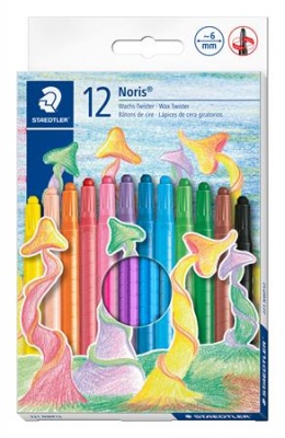 Voskovky, vysúvateľné, STAEDTLER "Noris 221", 12 rôznych farieb