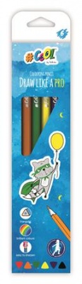 Farebné ceruzky, sada, trojhranné, COOL BY VICTORIA, 6 rôznych farieb