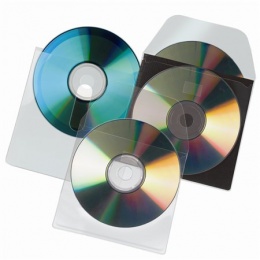 Vrecko na CD/DVD, s uškom, samolepiace, 127x127 mm, DJOIS