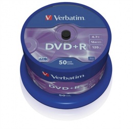 DVD-R disk, AZO, 4,7GB, 16x, 50 ks, cake box, VERBATIM