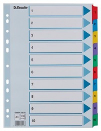 Register, kartón, A4, 1-10, ESSELTE "Mylar"