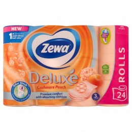 Toaletný papier, 3-vrstvový, 24 malých roliek, ZEWA "Deluxe", broskyňa