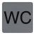 Informačná tabuľka, samolepiaca, 7,5x7,5 cm, hliníkový vzhľad, EXACOMPTA, "WC"